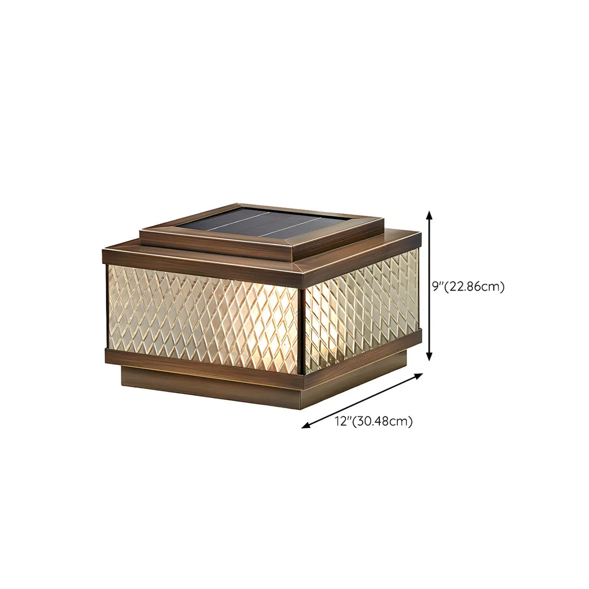 Fashion Bronze Square Glass Solar Outdoor Table Lamp Image - 9