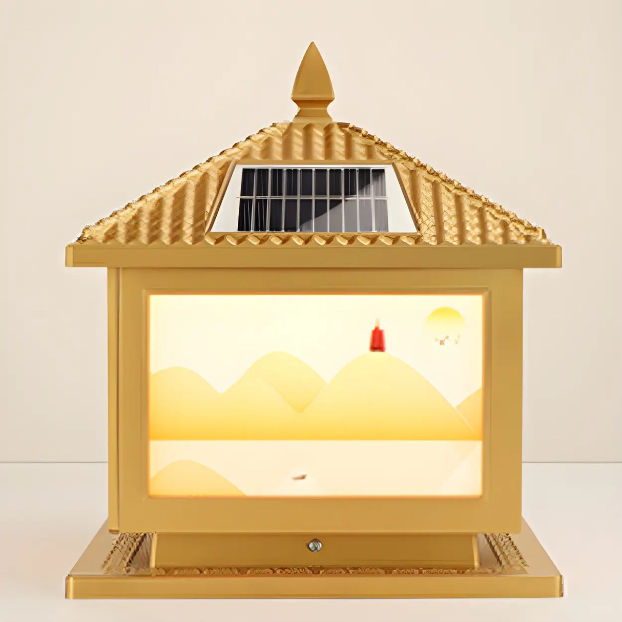 Fashion Chinese Style Solar Gold LED Post Outdoor Lamp Image - 12