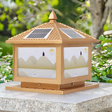 Fashion Chinese Style Solar Gold LED Post Outdoor Lamp Image - 14