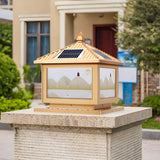 Fashion Chinese Style Solar Gold LED Post Outdoor Lamp Image - 16