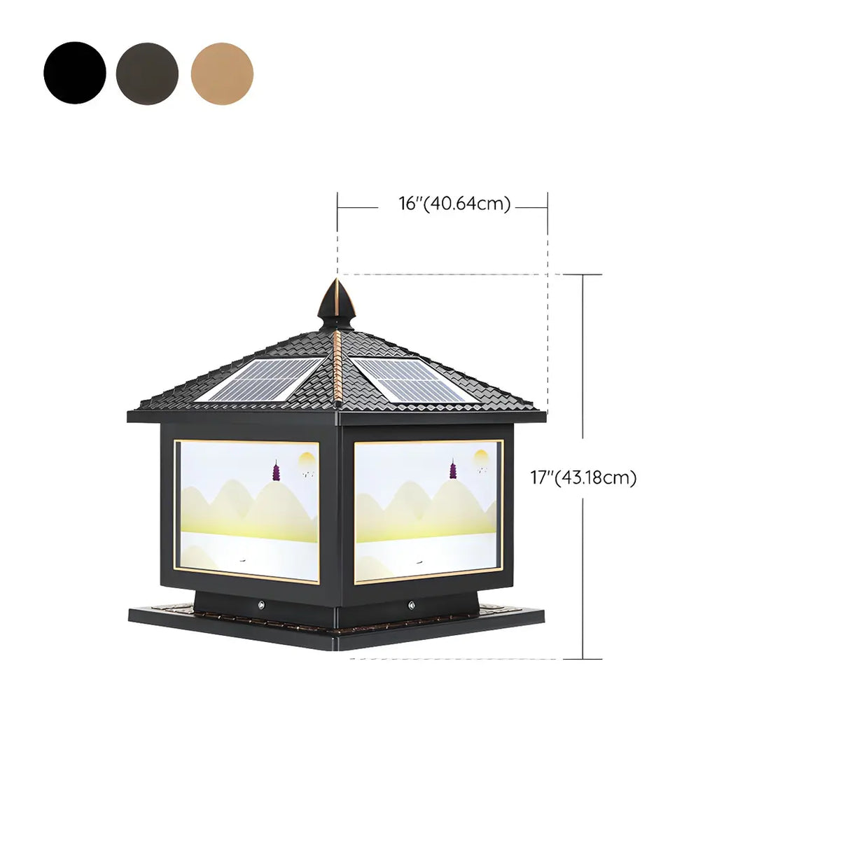 Fashion Chinese Style Solar Gold LED Post Outdoor Lamp 