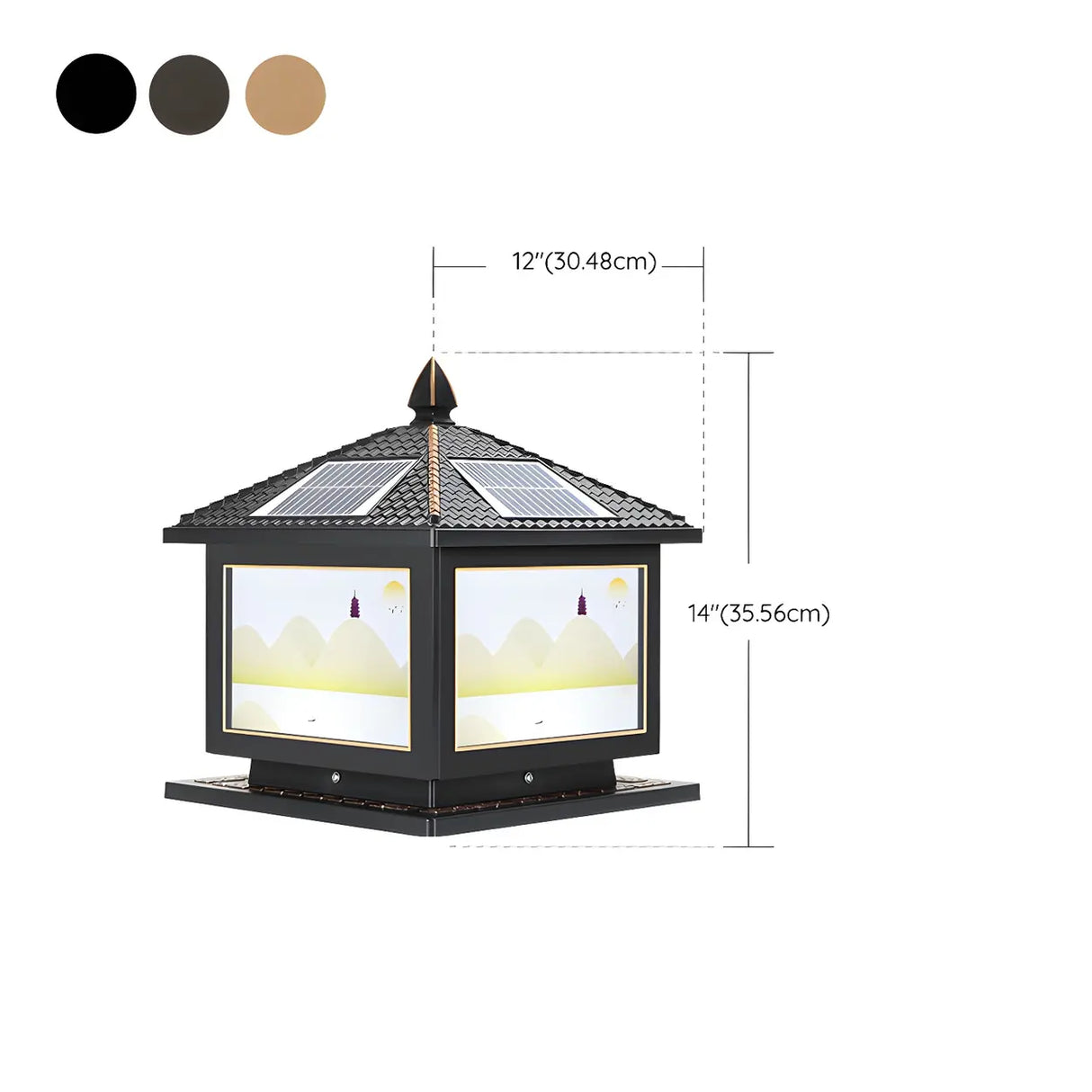 Fashion Chinese Style Solar Gold LED Post Outdoor Lamp Image - 19