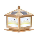 Fashion Chinese Style Solar Gold LED Post Outdoor Lamp Image - 3