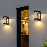 Fashion Column Glass Steel Outdoor Wall Lamp Black Image - 4