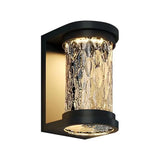 Fashion Column Glass Steel Outdoor Wall Lamp Black Image - 5