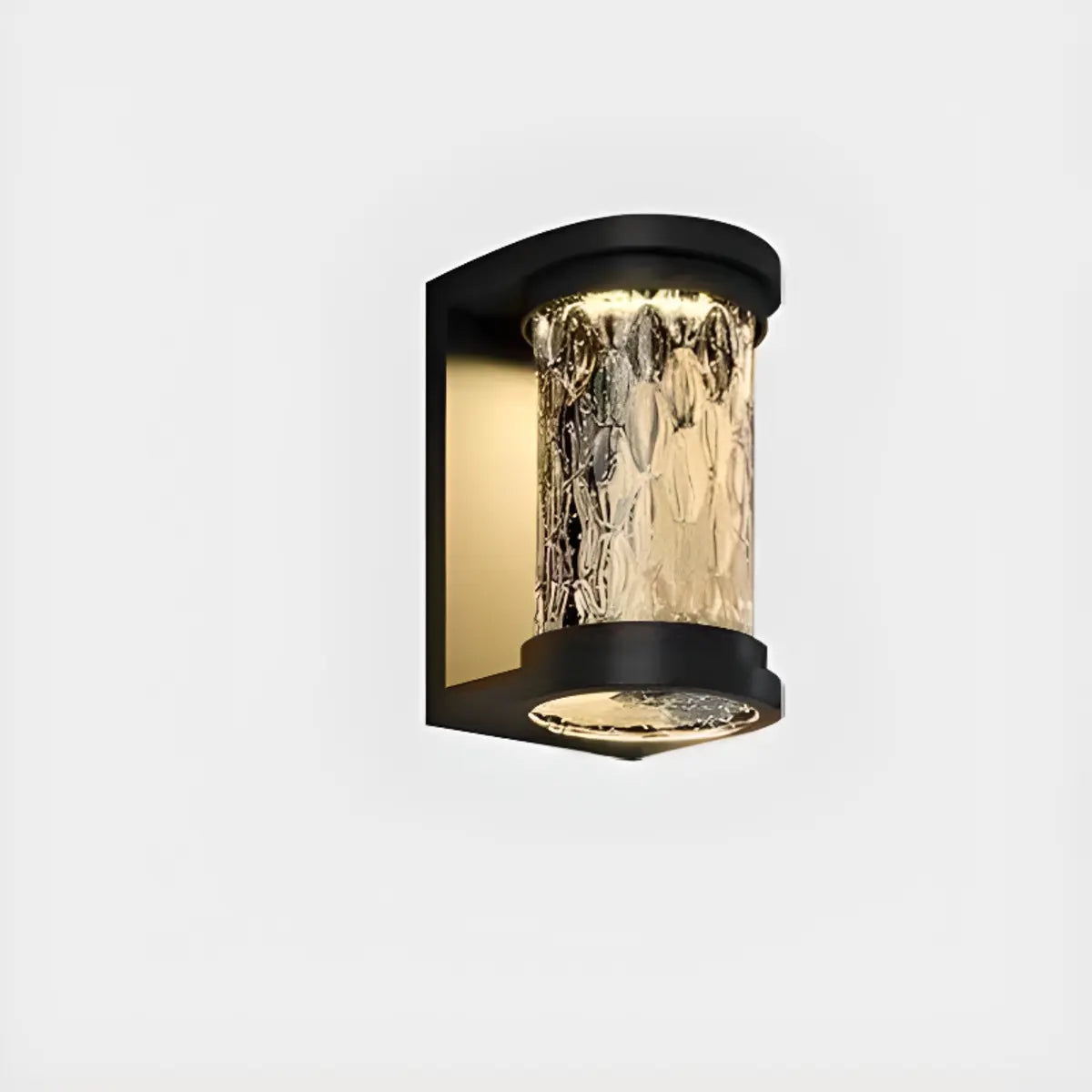 Fashion Column Glass Steel Outdoor Wall Lamp Black Image - 6