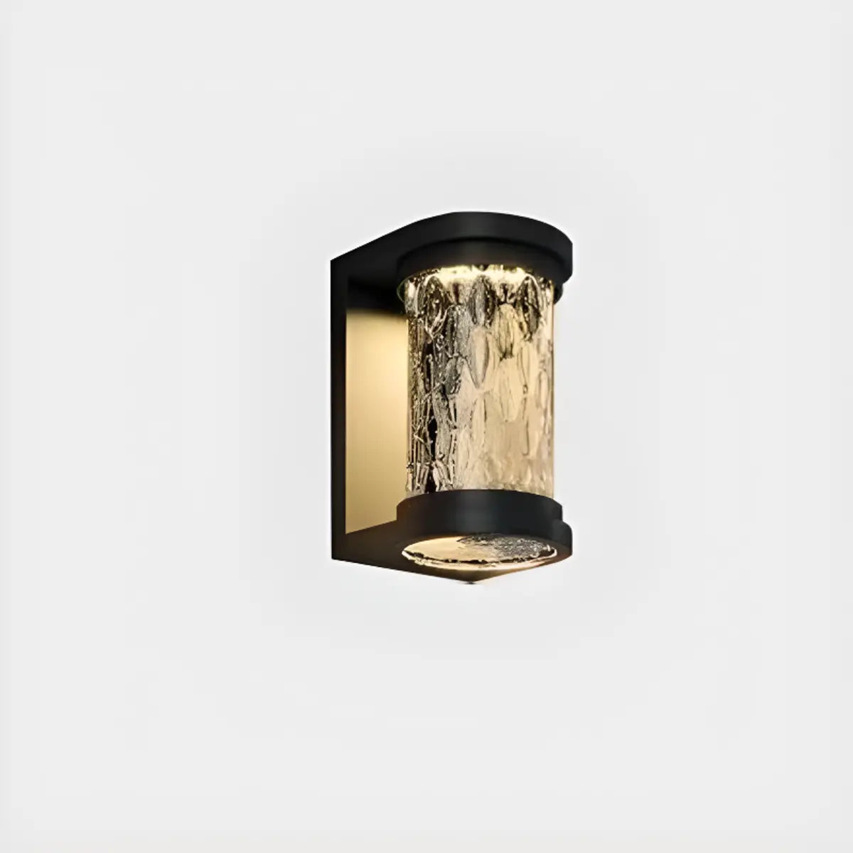 Fashion Column Glass Steel Outdoor Wall Lamp Black Image - 7