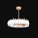 Fashion Feather Round Chandelier Ceiling Fan With Light Image - 10