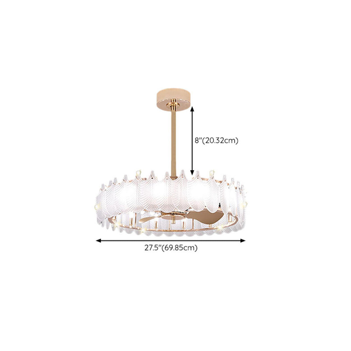 Fashion Feather Round Chandelier Ceiling Fan With Light Image - 23