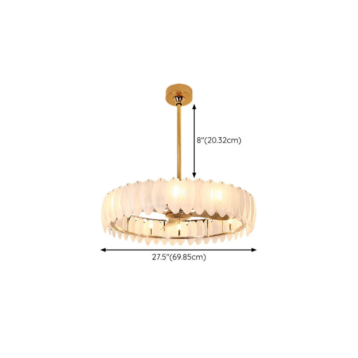 Fashion Feather Round Chandelier Ceiling Fan With Light Image - 24