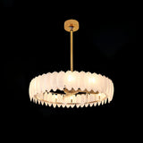 Fashion Feather Round Chandelier Ceiling Fan With Light Image - 8