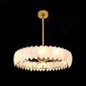 Fashion Feather Round Chandelier Ceiling Fan With Light Image - 9