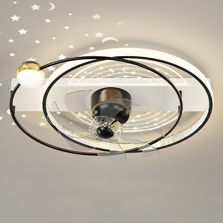 Fashion Flush Linear Frame Metal Ceiling Fan with Light Image - 2