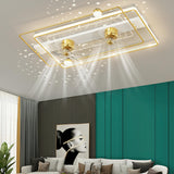 Fashion Flush Linear Frame Metal Ceiling Fan with Light Image - 5