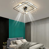 Fashion Flush Linear Frame Metal Ceiling Fan with Light Image - 6