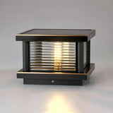 Fashion Geometric Square Metal Outdoor Post Lamp Black Image - 5