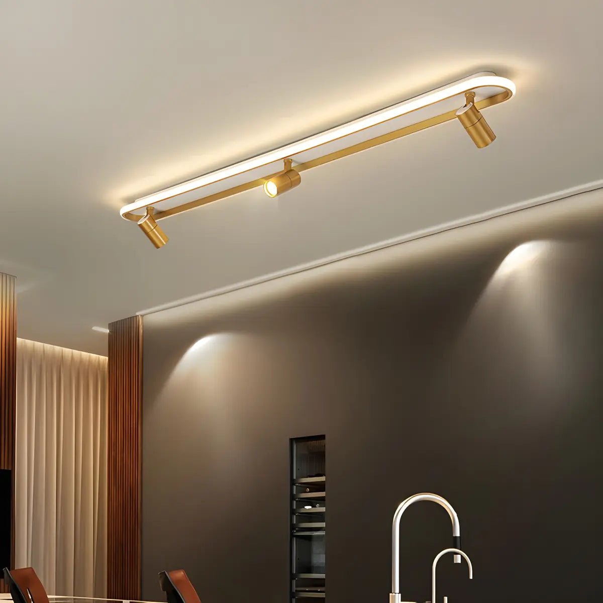 Fashion Gold LED Metal Flush Mount Fixed Track Light Image - 1