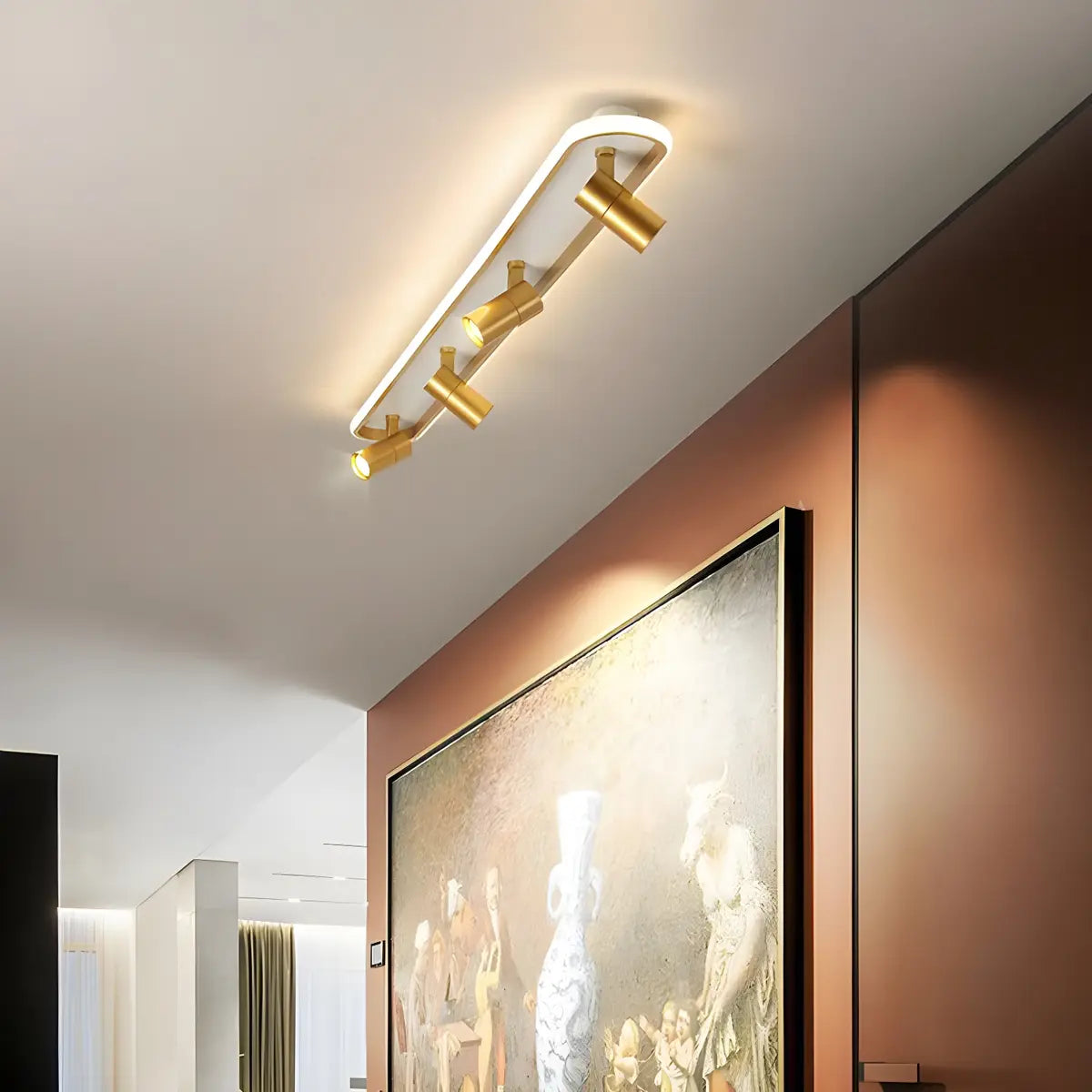 Fashion Gold LED Metal Flush Mount Fixed Track Light Image - 16