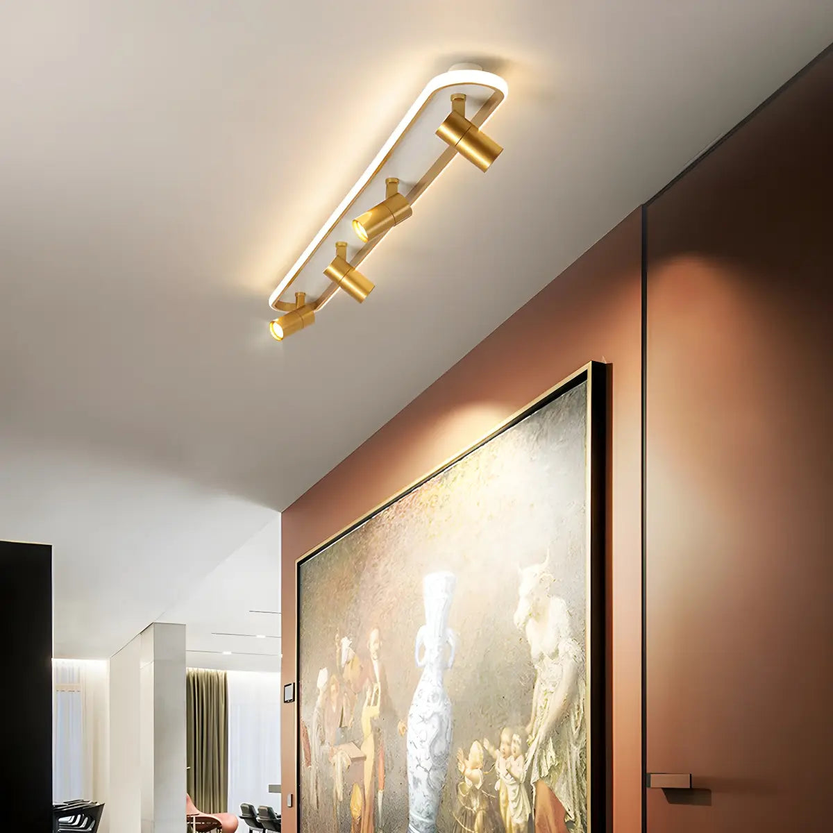 Fashion Gold LED Metal Flush Mount Fixed Track Light Image - 4