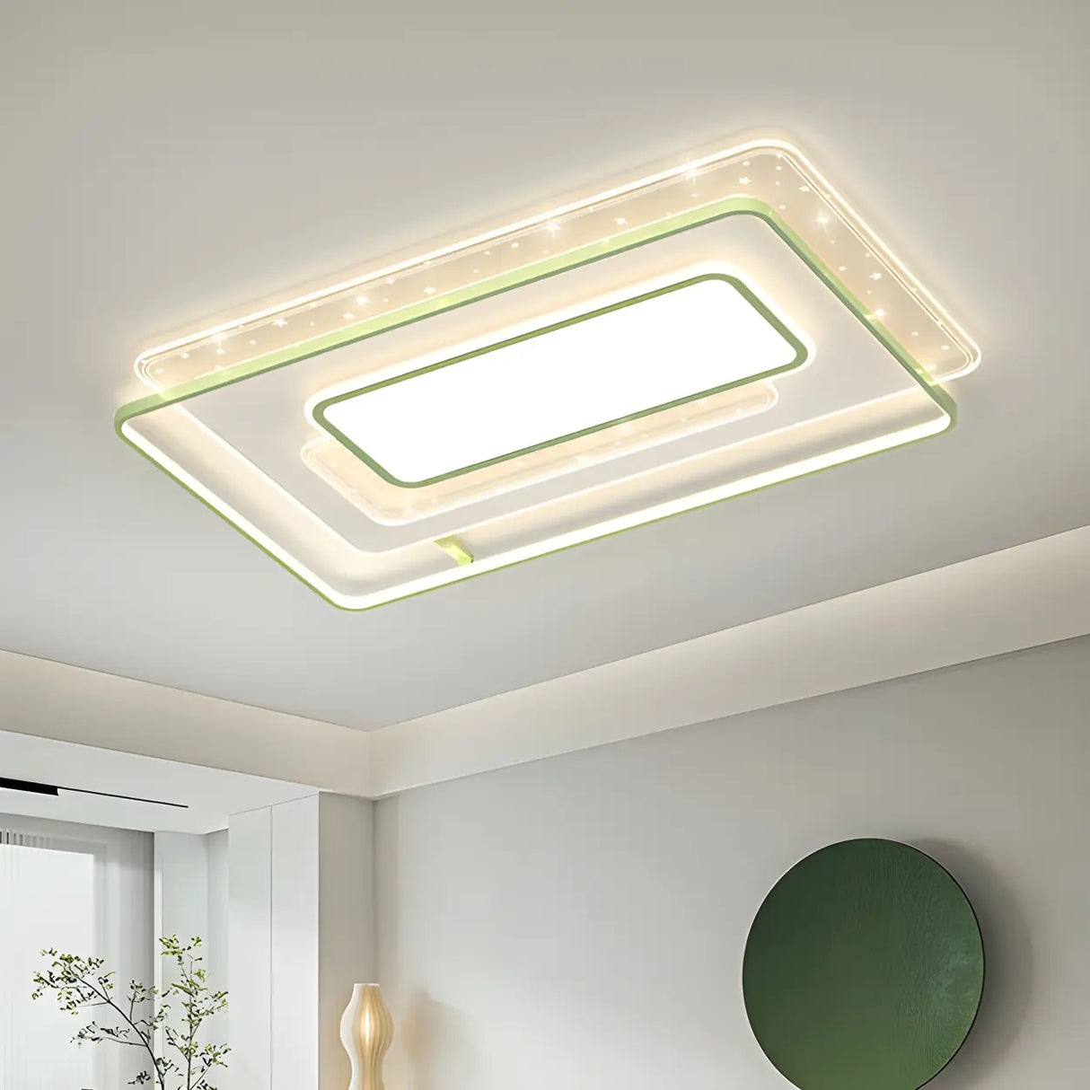 Fashion Green Circular LED Flush Mount Ceiling Light Image - 2