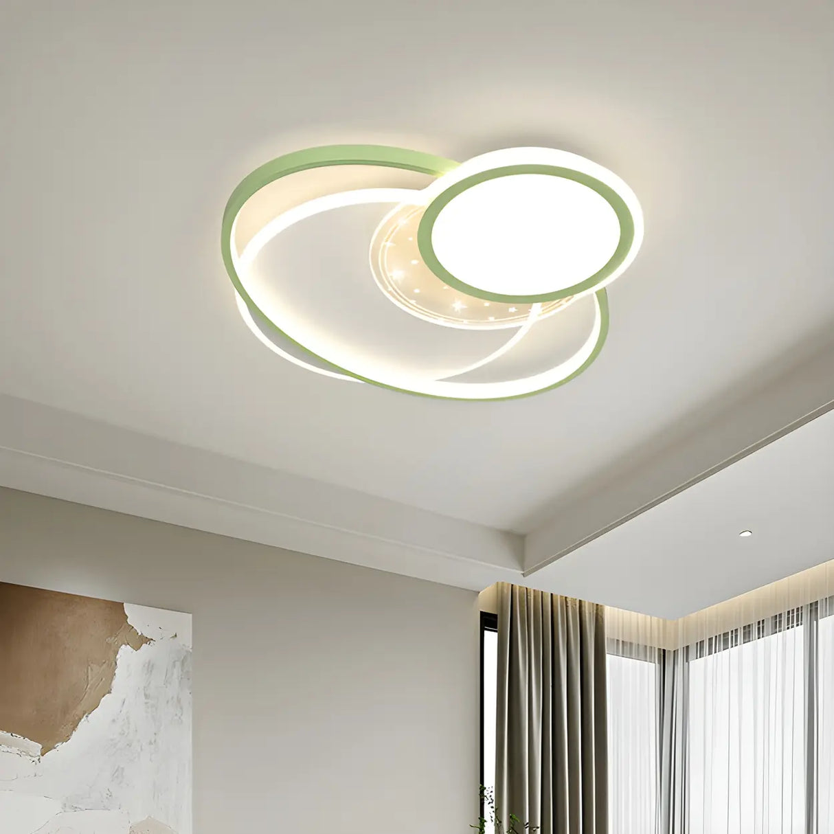 Fashion Green Circular LED Flush Mount Ceiling Light Image - 3