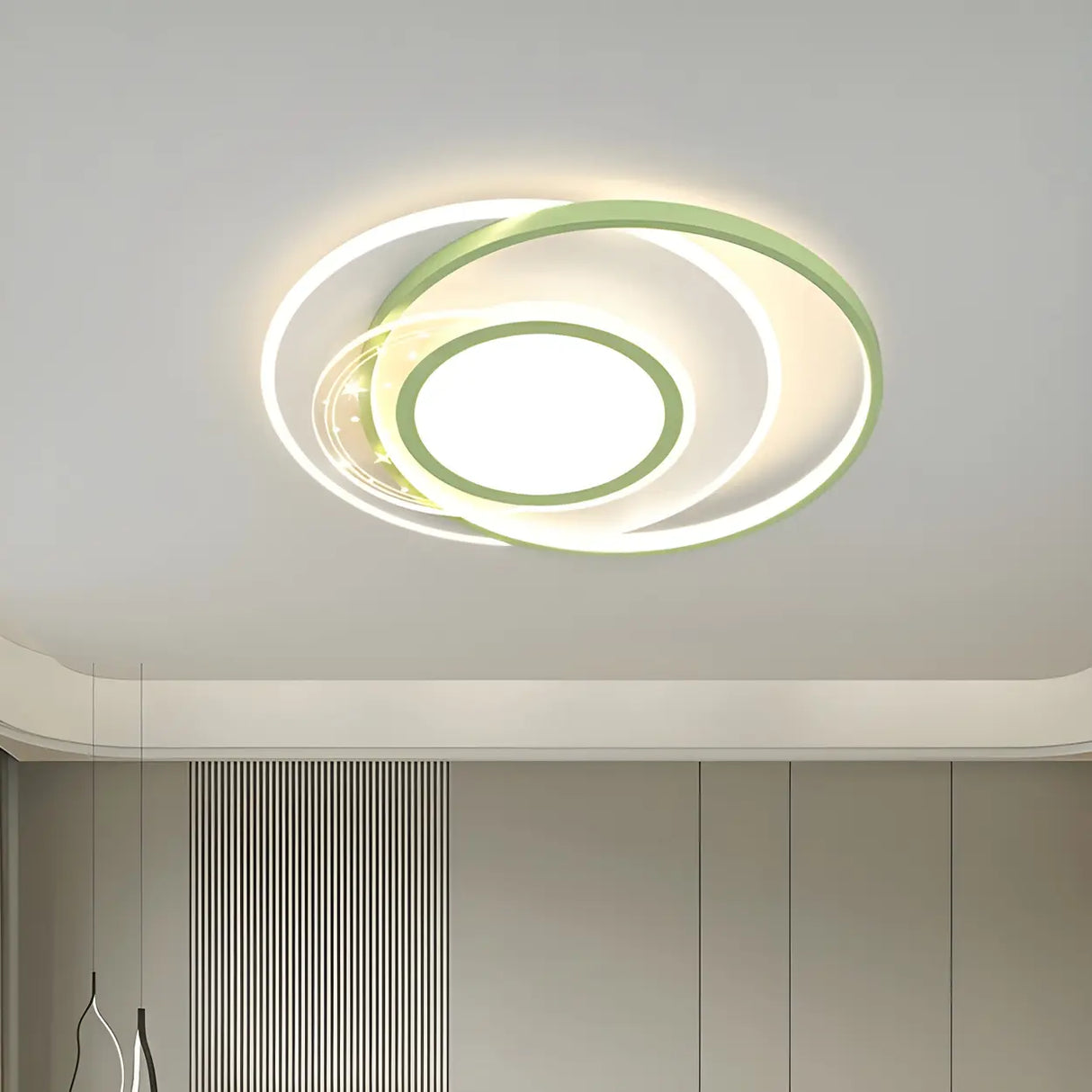 Fashion Green Circular LED Flush Mount Ceiling Light Image - 9