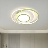 Fashion Green Circular LED Flush Mount Ceiling Light Image - 9