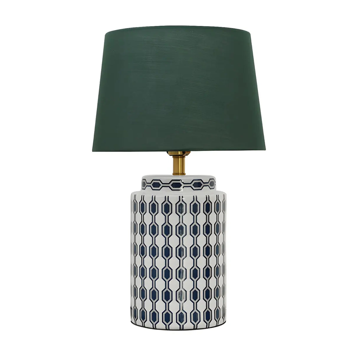 Fashion Green Fabric Shade Patterned Ceramic Table Lamp Image - 4