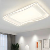 Fashion Large White Rectangle Wavy Flush Mount Light Image - 2