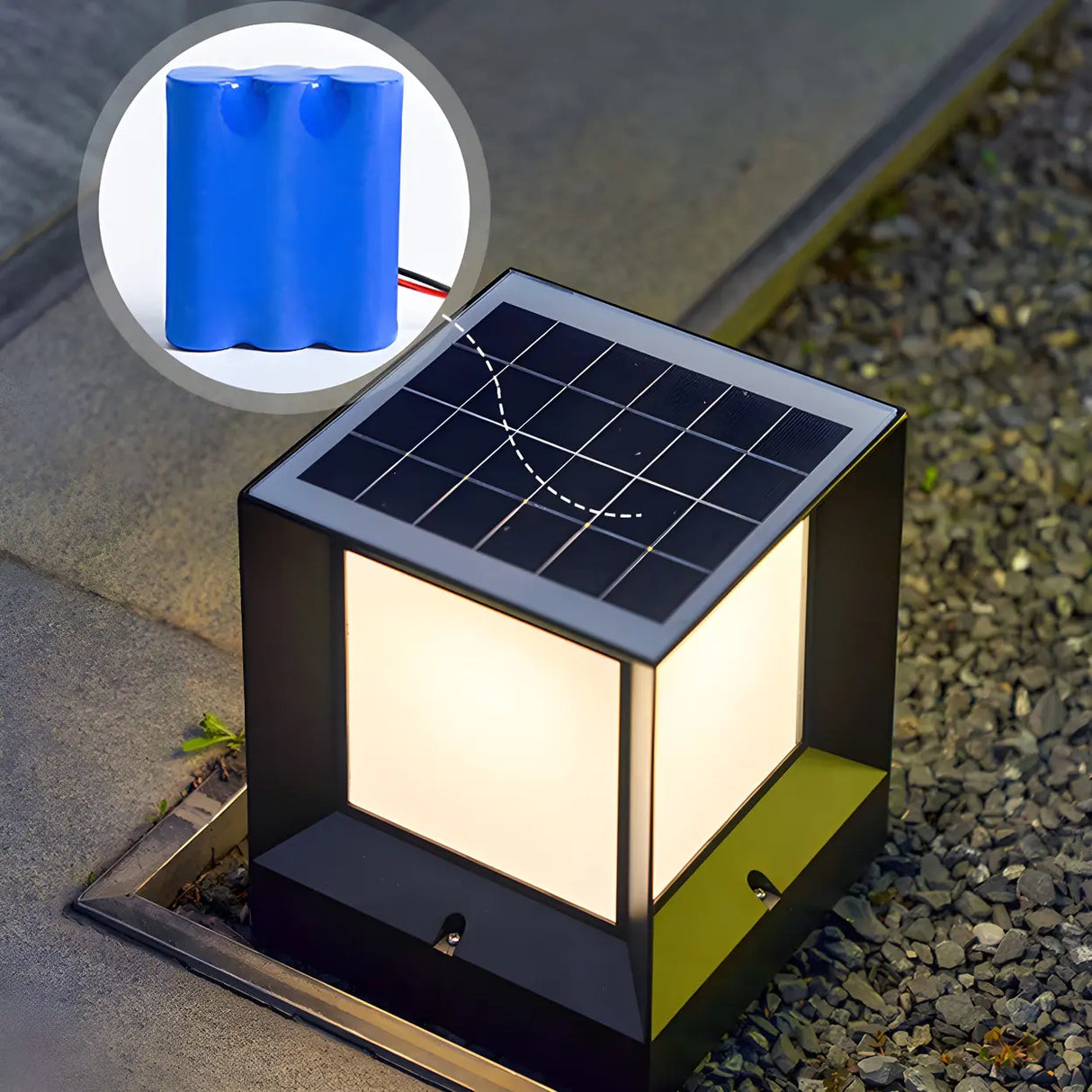 Fashion Minimalist Cube Solar Black Garden Outdoor Lamp Image - 10