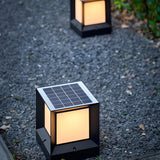 Fashion Minimalist Cube Solar Black Garden Outdoor Lamp Image - 11