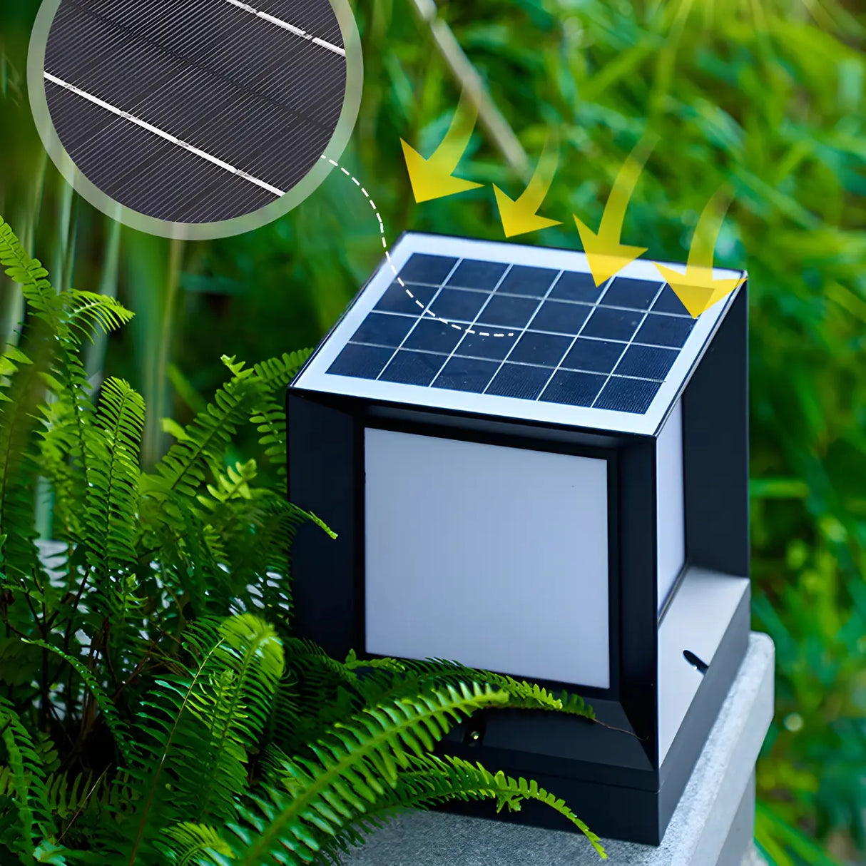 Fashion Minimalist Cube Solar Black Garden Outdoor Lamp Image - 13