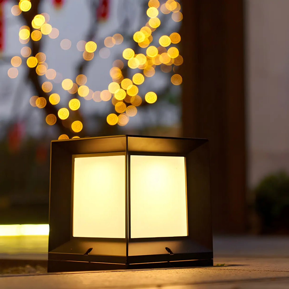 Fashion Minimalist Cube Solar Black Garden Outdoor Lamp Image - 2