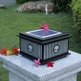 Fashion Solar Striped Square Lantern Outdoor Lamp Black Image - 10