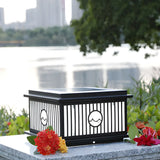 Fashion Solar Striped Square Lantern Outdoor Lamp Black Image - 11