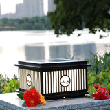 Fashion Solar Striped Square Lantern Outdoor Lamp Black Image - 14