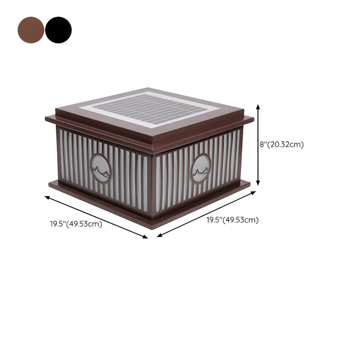 Fashion Solar Striped Square Lantern Outdoor Lamp Black 