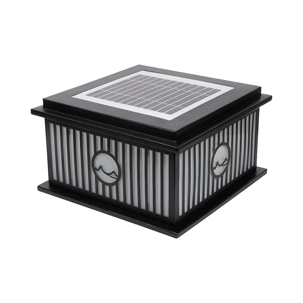 Fashion Solar Striped Square Lantern Outdoor Lamp Black Image - 6