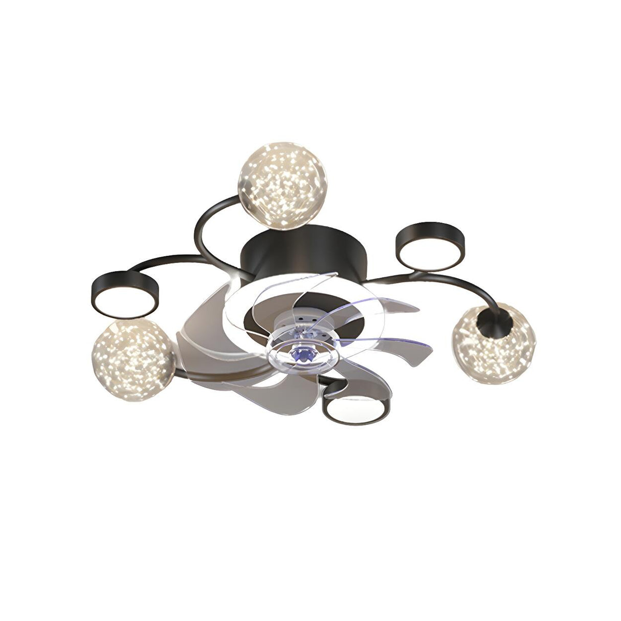 Fashion Spherical Metal Ring Ceiling Fan with LED Light Image - 10