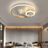 Fashion Spherical Metal Ring Ceiling Fan with LED Light Image - 18