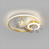 Fashion Spherical Metal Ring Ceiling Fan with LED Light Image - 2