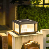 Fashion Square Aluminum Glass Outdoor Post Table Lamp Image - 3