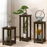 Fashion Square Bamboo Waterproof Brown Plant Stand Image - 4