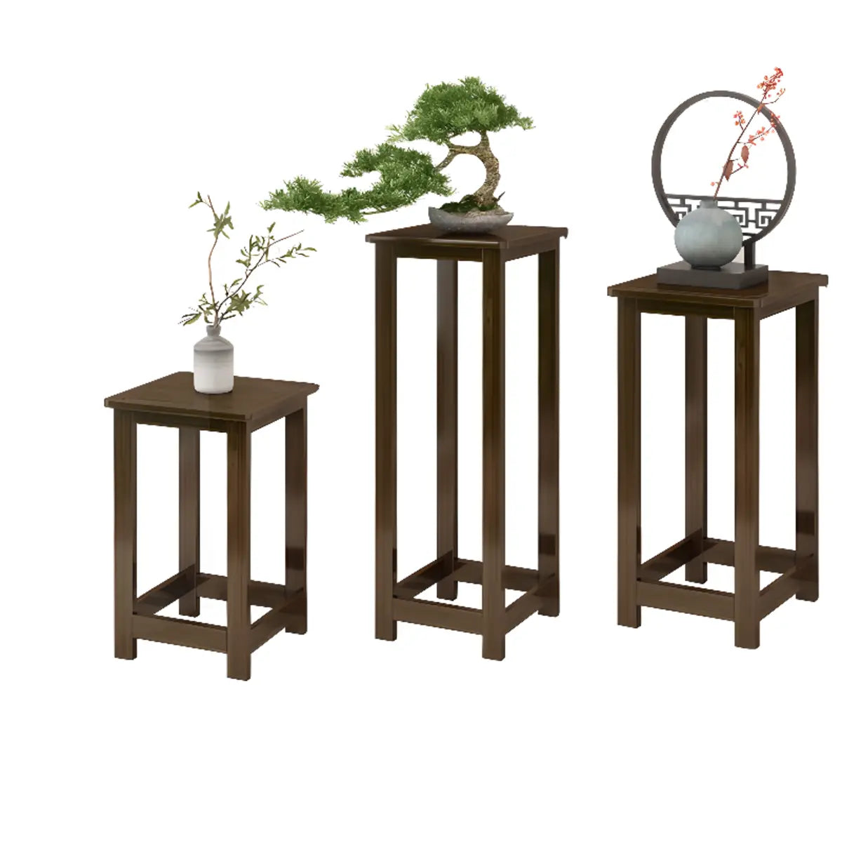 Fashion Square Bamboo Waterproof Brown Plant Stand Image - 7