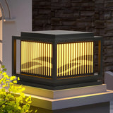 Fashion Square Metal Stripe Decor Outdoor Lamp Black Image - 1