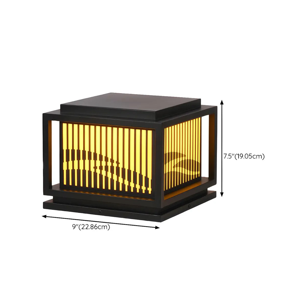 Fashion Square Metal Stripe Decor Outdoor Lamp Black 