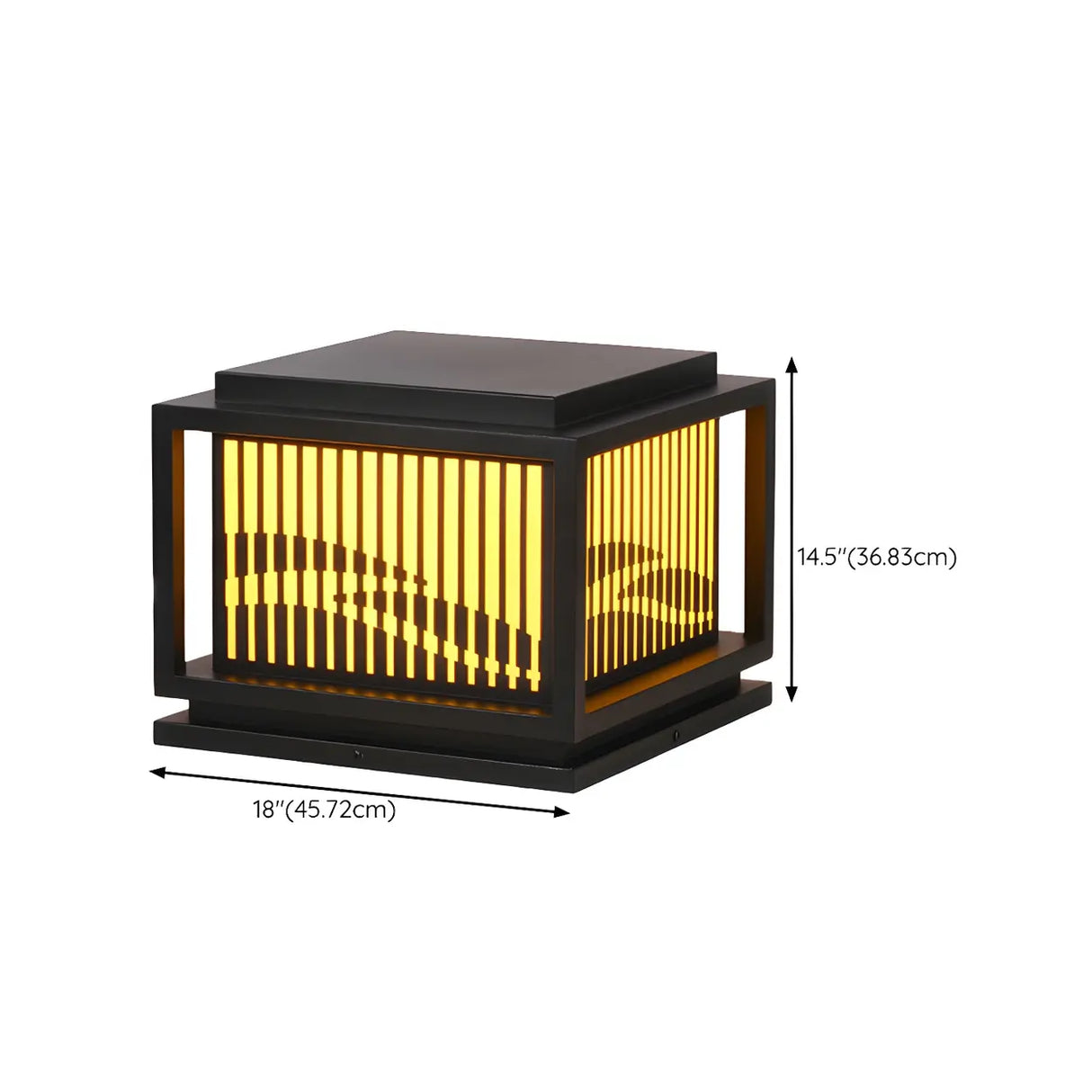 Fashion Square Metal Stripe Decor Outdoor Lamp Black Image - 15