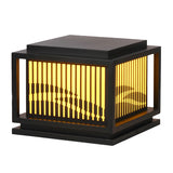 Fashion Square Metal Stripe Decor Outdoor Lamp Black Image - 6