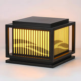 Fashion Square Metal Stripe Decor Outdoor Lamp Black Image - 7