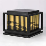 Fashion Square Metal Stripe Decor Outdoor Lamp Black Image - 8